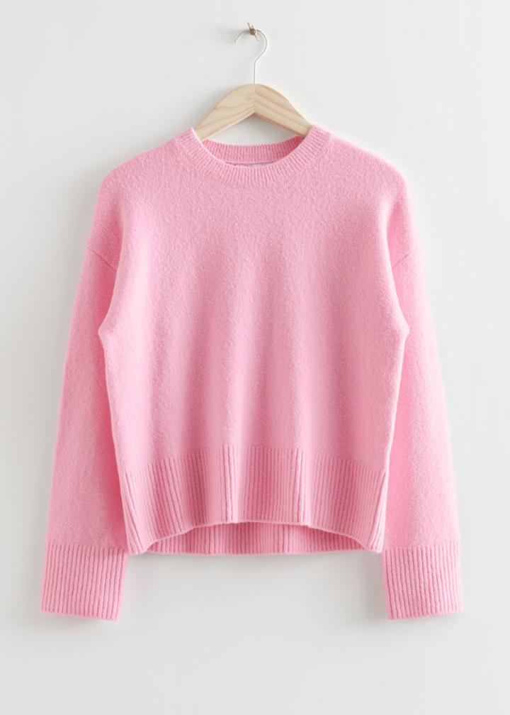 Other Stories Cropped Knit Sweater - Pink