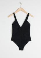Other Stories Plunging Crinkle Swimsuit - Black
