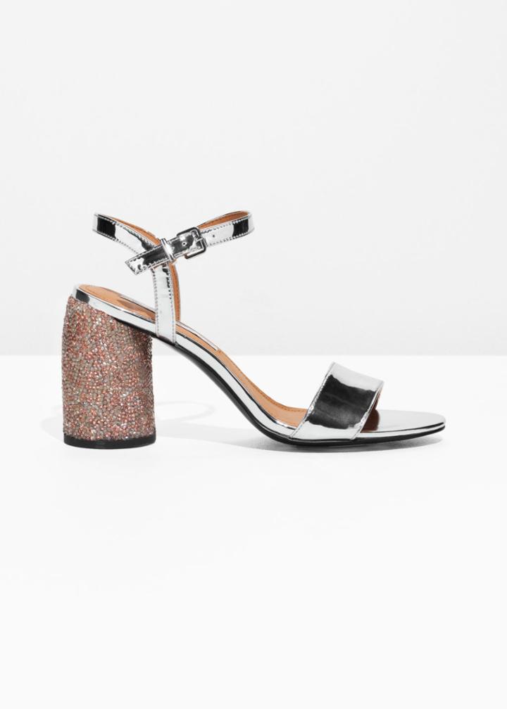 Other Stories Rhinestone Heel Sandalette - Grey