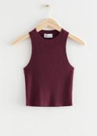 Other Stories Knitted Silk Blend Cropped Tank Top - Red
