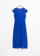 Other Stories Scalloped Edge Silk Maxi Dress - Blue