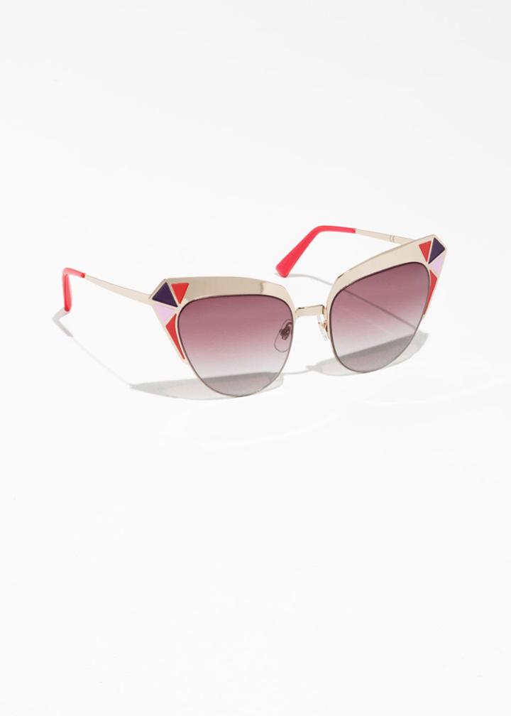 Other Stories Geometric Cat Eye Sunglasses - Gold
