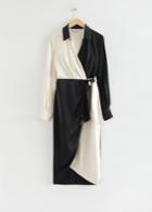 Other Stories Satin Colour Block Shirt Dress - Black