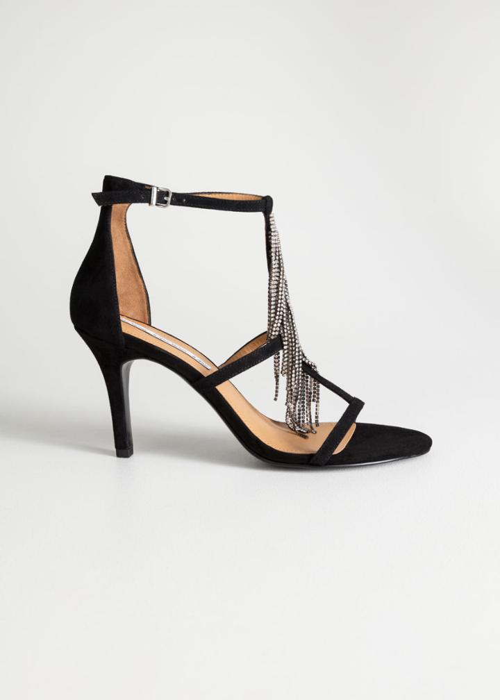 Other Stories Rhinestone Fringe Stiletto Pumps - Black