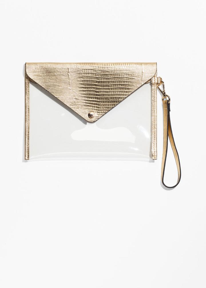 Other Stories Transparent Clutch - Gold