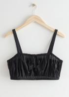 Other Stories Cropped Drawstring Bandeau Top - Black