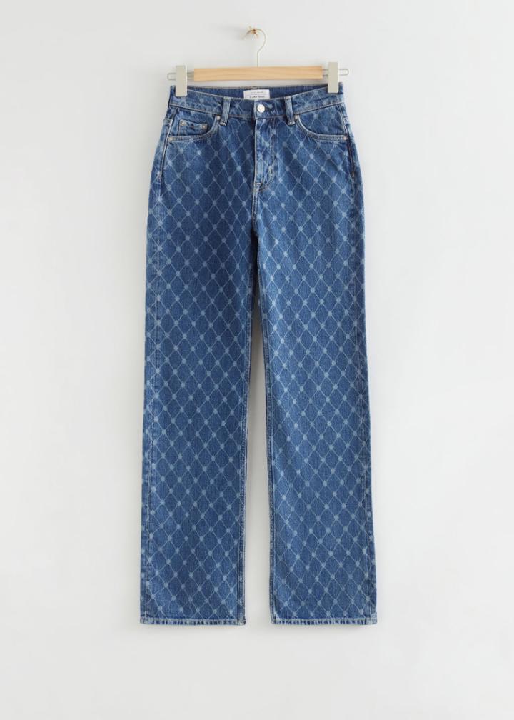 Other Stories Distressed Laser Print Flared Jeans - Blue