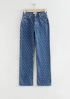 Other Stories Distressed Laser Print Flared Jeans - Blue