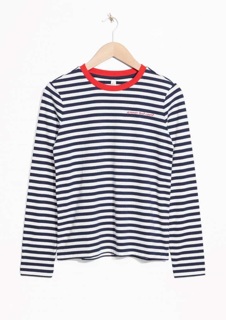 Other Stories Embroidered Striped Sweater