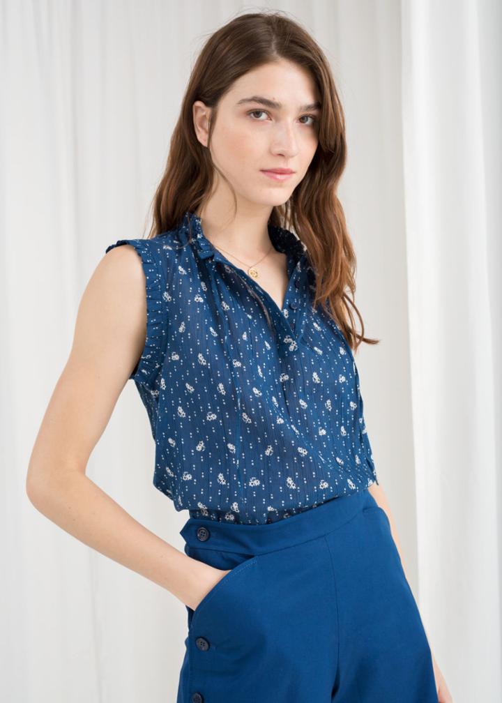 Other Stories Frill Sleeveless Blouse - Blue