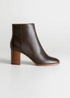 Other Stories O-ring Zipper Leather Ankle Boots - Brown