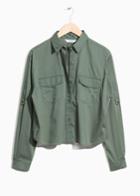 Other Stories Roll-up Sleeve Button Down Shirt - Green