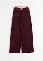 Other Stories Duo Snap Button Corduroy Culottes - Red