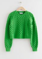 Other Stories Relaxed Cable Knit Sweater - Green