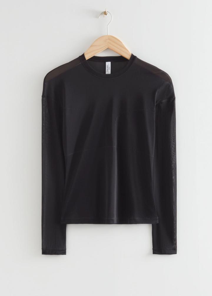 Other Stories Sheer Fitted Corset Top - Black