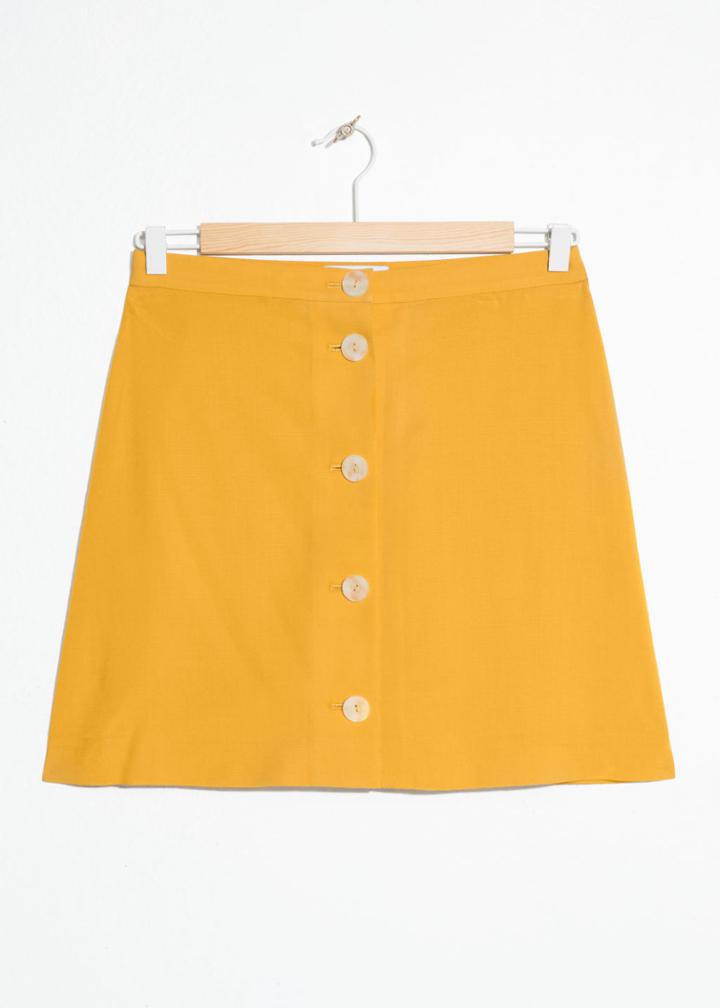 Other Stories A-line Button Mini Skirt - Yellow