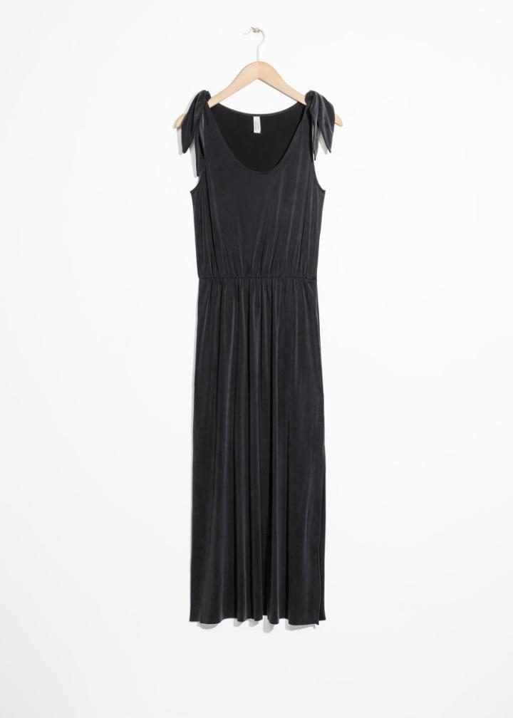 Other Stories Ruched Waist Midi Dress - Black