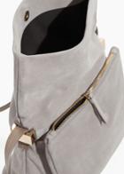 Other Stories Fold-over Suede Crossbody Bag - Grey
