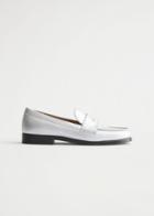 Other Stories Leather Penny Loafers - Silver