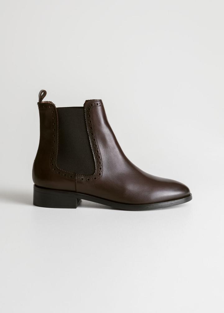 Other Stories Perforated Leather Chelsea Boots - Brown