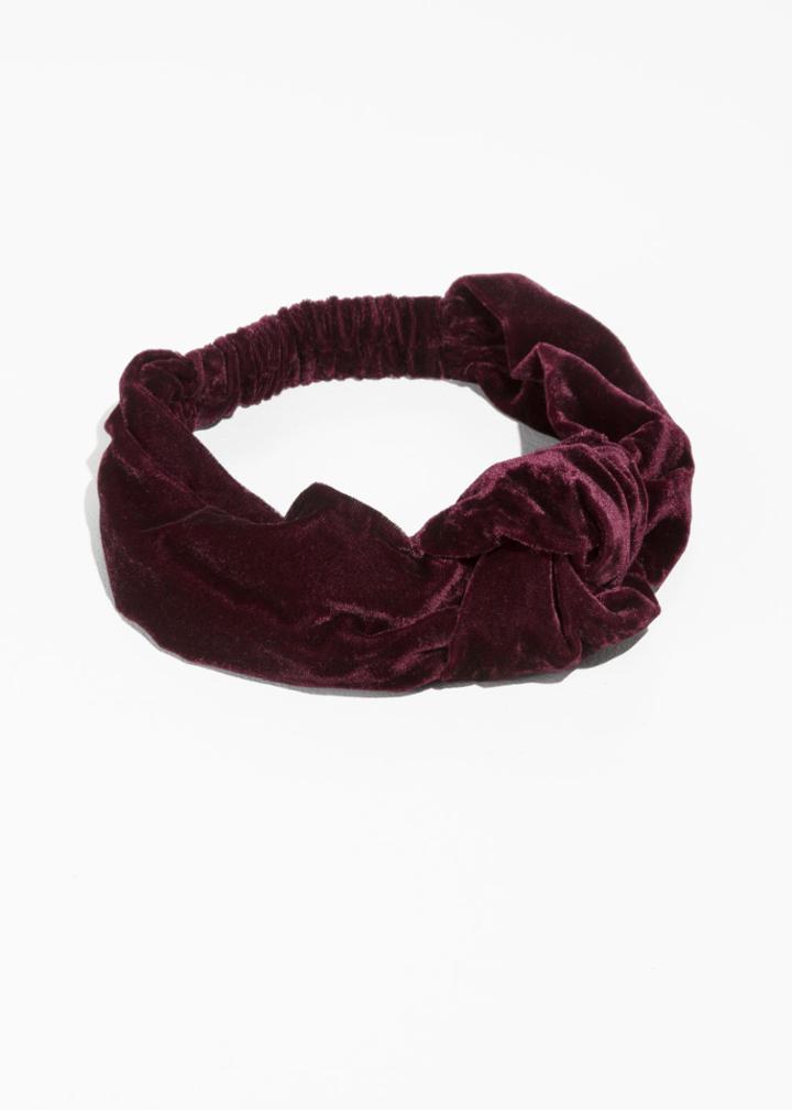Other Stories Plush Velvet Headband - Red