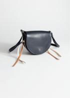 Other Stories Structured Laced Leather Saddle Bag - Blue