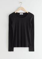Other Stories Long Sleeve Lace Top - Black