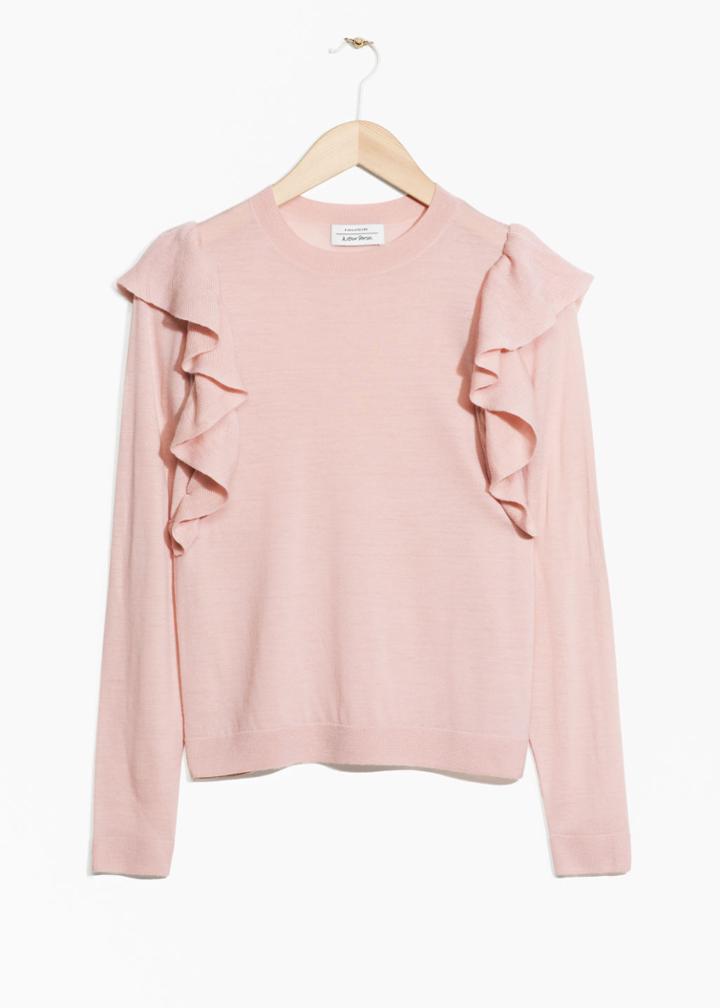 Other Stories Frilled Merino Wool Knit - Orange