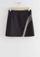 Other Stories A-line Rhinestone Fringe Skirt - Black