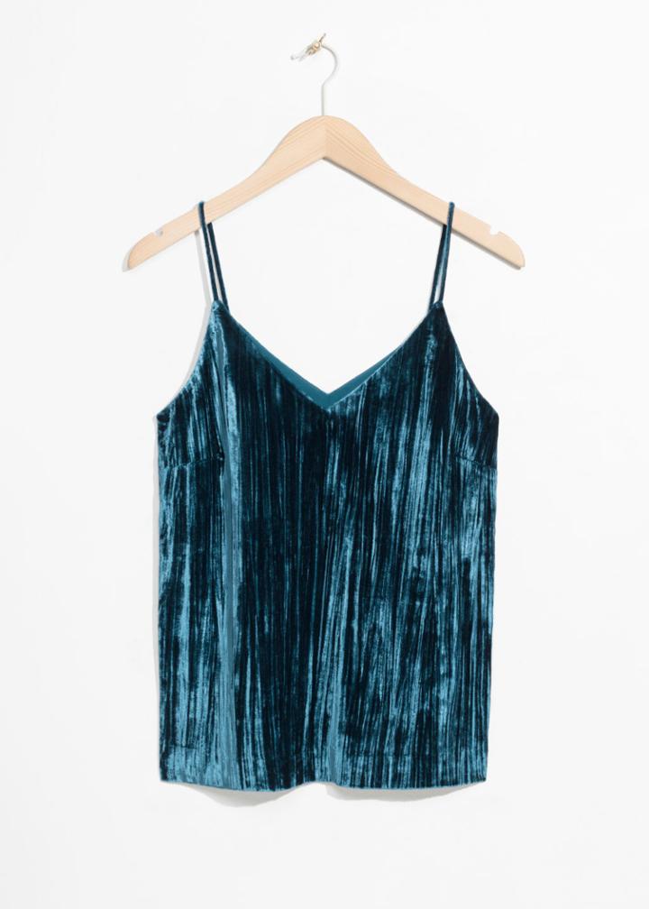 Other Stories Velvet V-neck Camisole - Blue