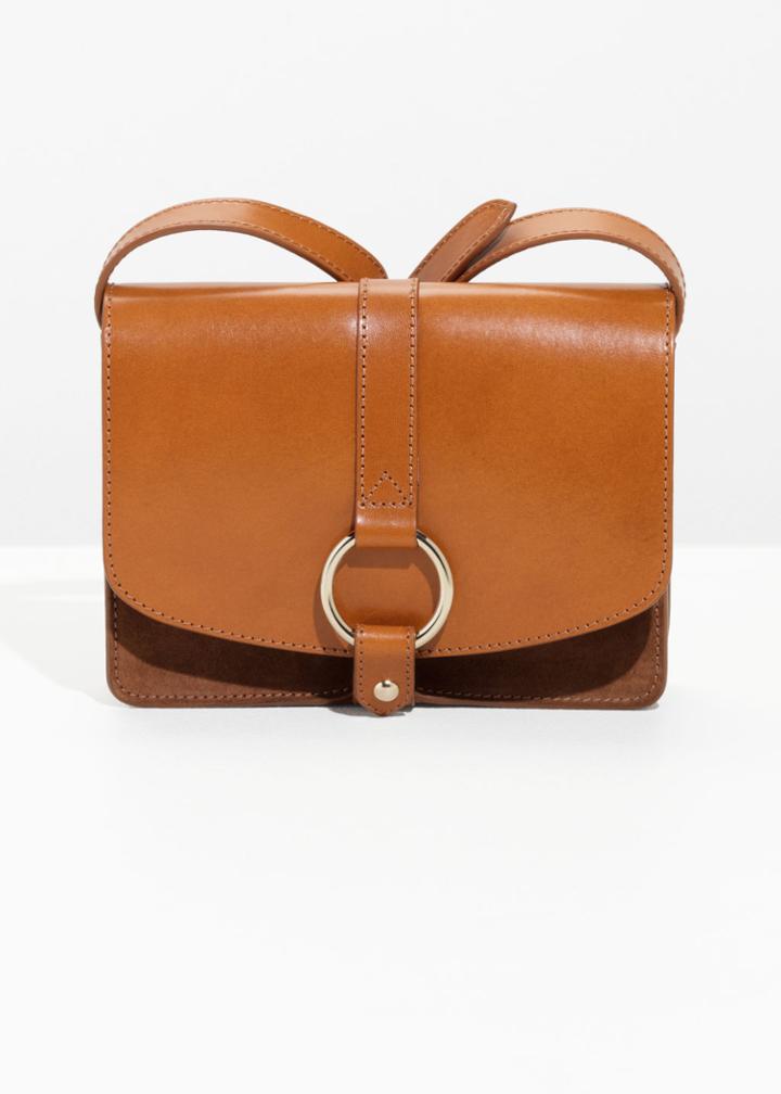 Other Stories Gold Ring Leather Bag - Beige