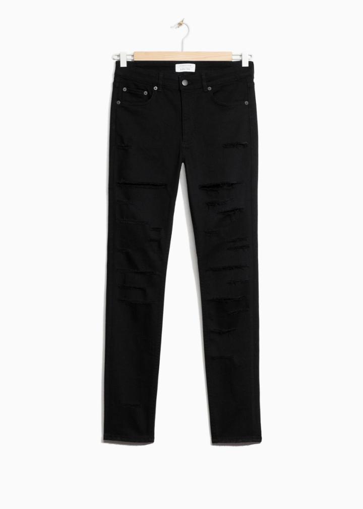 Other Stories Ripped Denim - Black