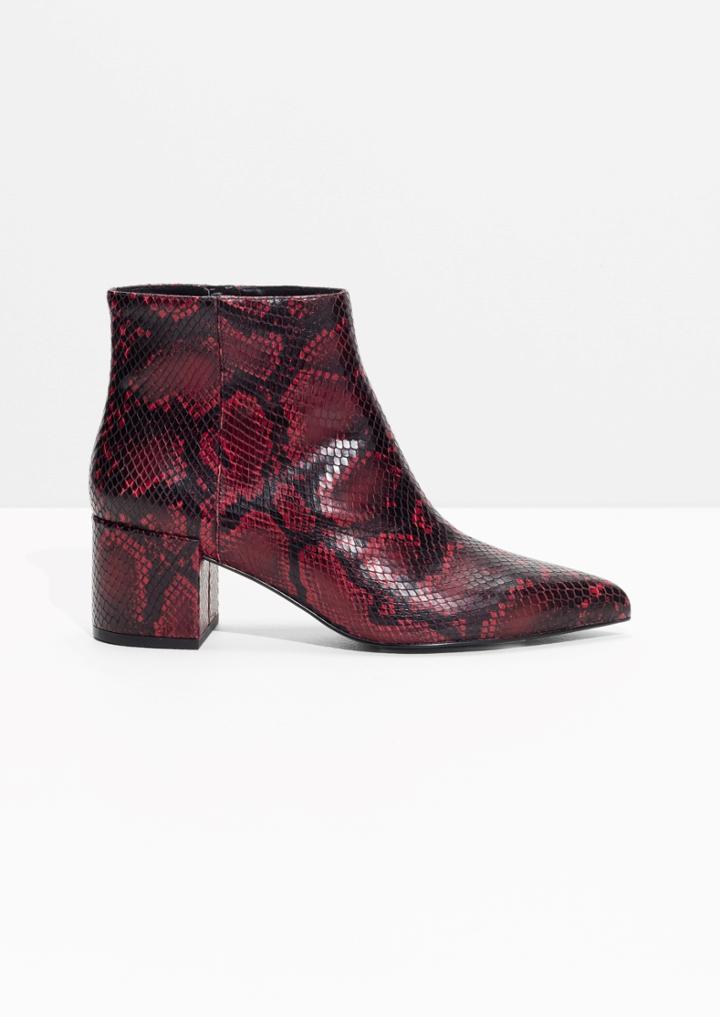 Other Stories Embossed Leather Ankle Boots