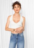 Other Stories Ribbed Cross Back Top - White
