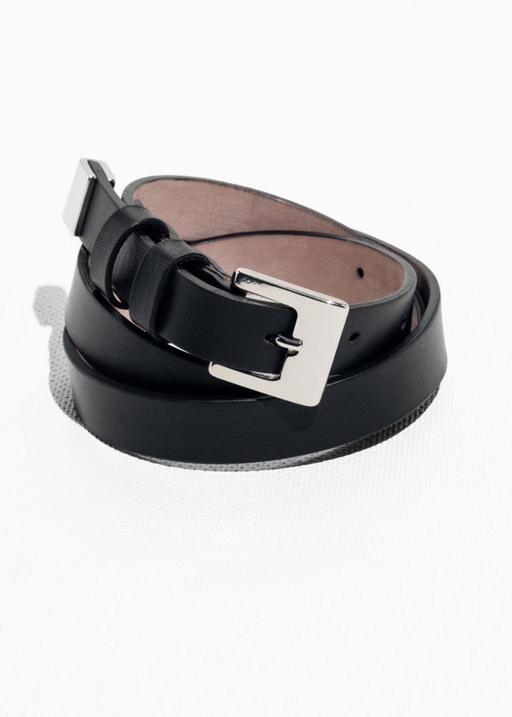 Other Stories Double Loop Leather Belt - Black