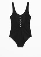 Other Stories Lace-up Swimsuit - Black
