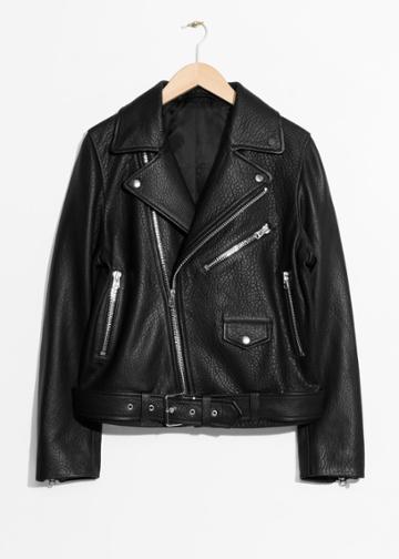 Other Stories Oversized Leather Jacket - Black
