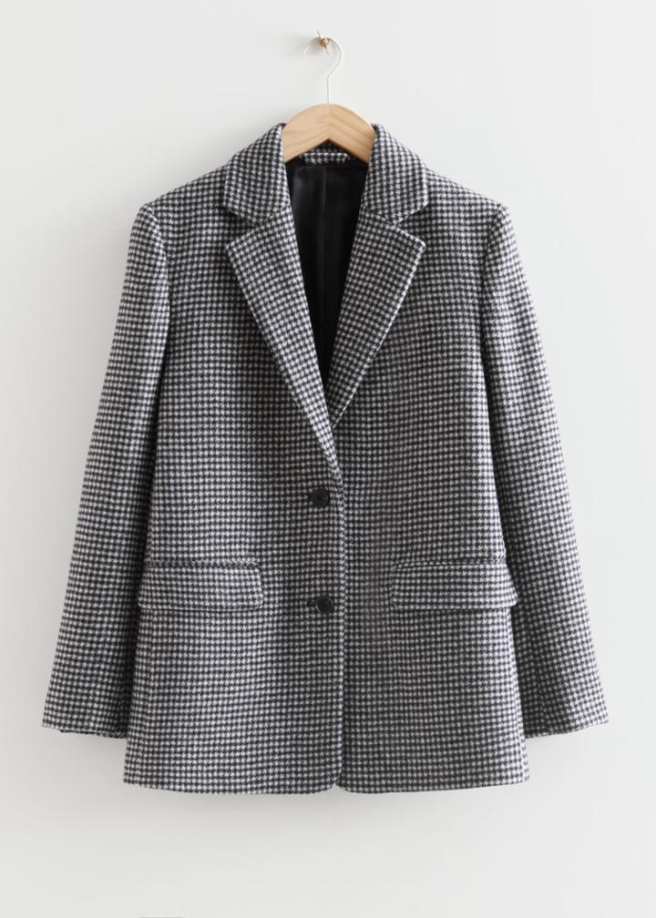 Other Stories Oversized Tweed Blazer - Black