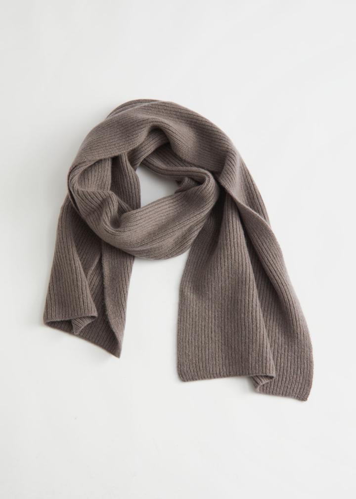 Other Stories Cashmere Ribbed Knit Scarf - Beige