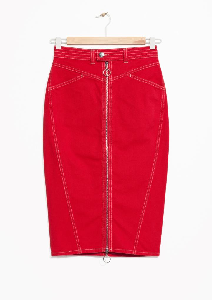 Other Stories Zip Denim Skirt