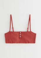 Other Stories Pearl Button Ribbed Bikini Top - Orange