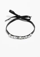 Other Stories Leather Choker With Jewels - White