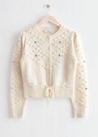Other Stories Rose Embroidery Knit Cardigan - White