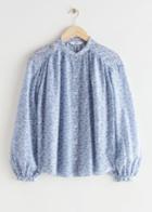 Other Stories Printed Silk Blend Blouse - Blue