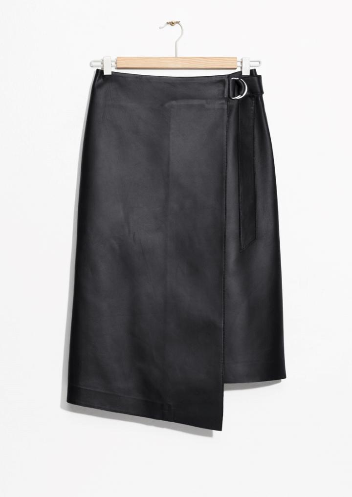 Other Stories Asymmetric Belted Leather Skirt