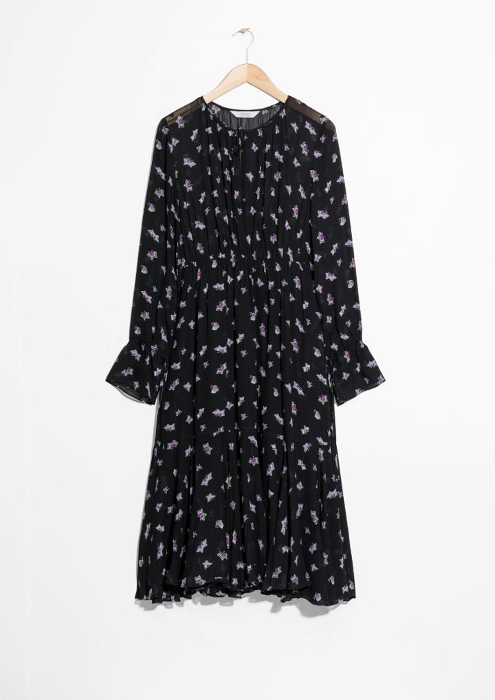 Other Stories Midi Tie Neck Dress