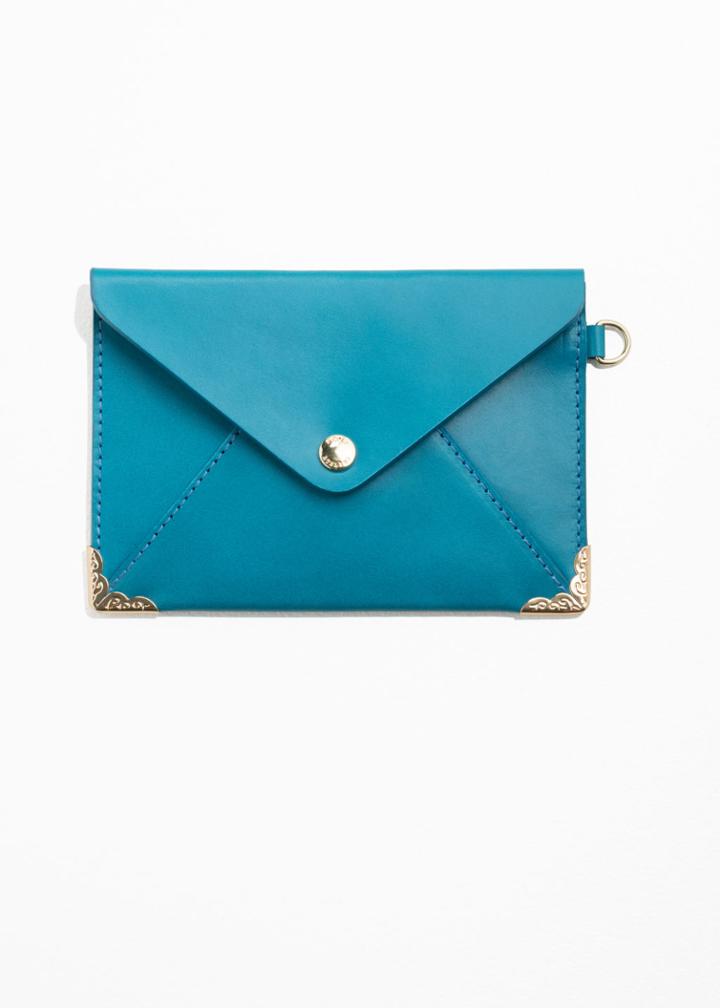 Other Stories Leather A6 Envelope Purse - Turquoise