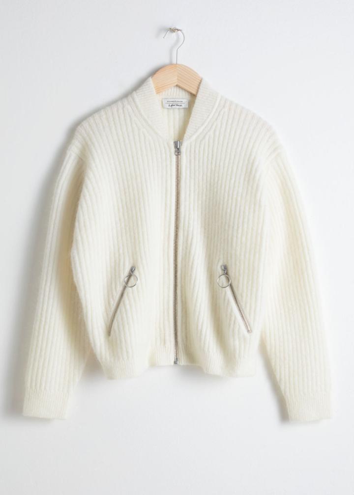 Other Stories Wool & Mohair Bomber Knit - Beige