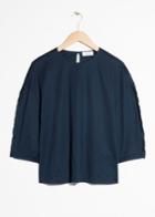 Other Stories Ruffle Sleeve Top - Blue
