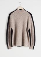 Other Stories Mock Neck Colour Block Sweater - Beige